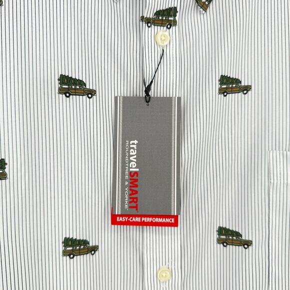 Roundtree & Yorke TravelSmart Christmas Tree Station Wagon Shirt Mens Size 4XB - Picture 4 of 6